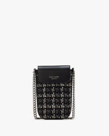 KateSpade Steffie Tweed Phone Crossbody Black Multi