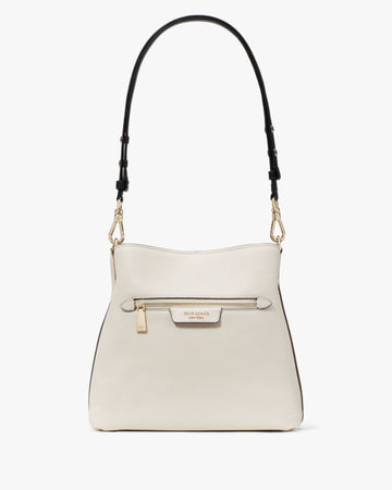 KateSpade Hudson Colorblocked Pebbled Leather Shoulder Bag Parchment Multi