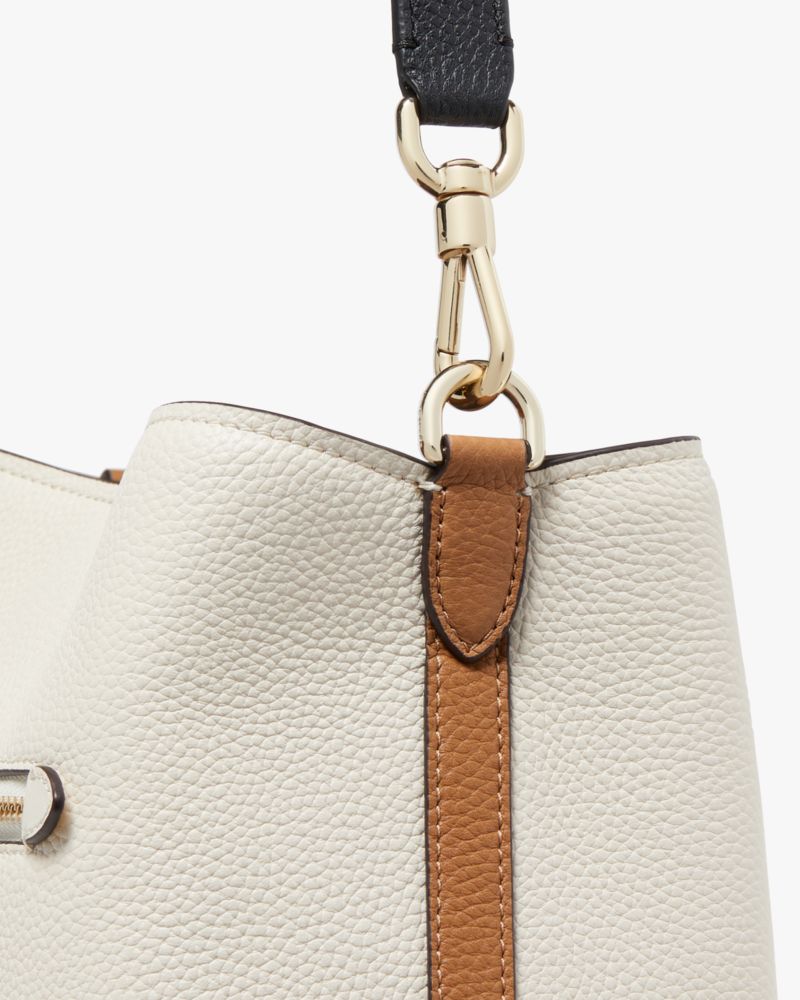 KateSpade Hudson Colorblocked Pebbled Leather Shoulder Bag Parchment Multi