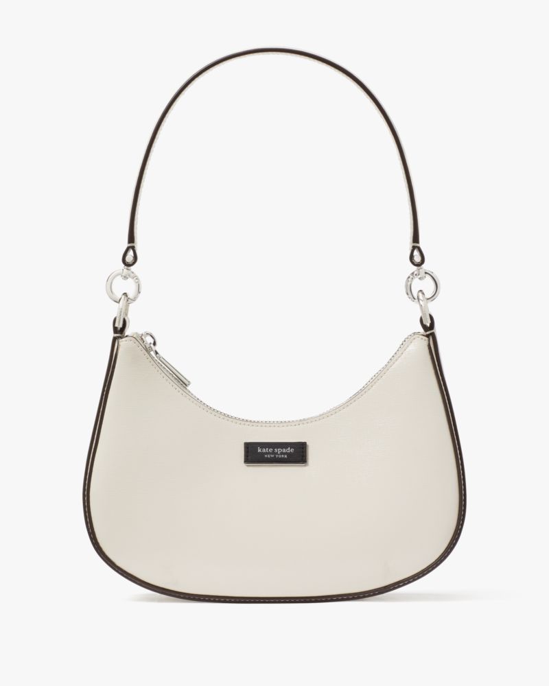 KateSpade Sam Icon Shiny Small Convertible Crossbody Parchment