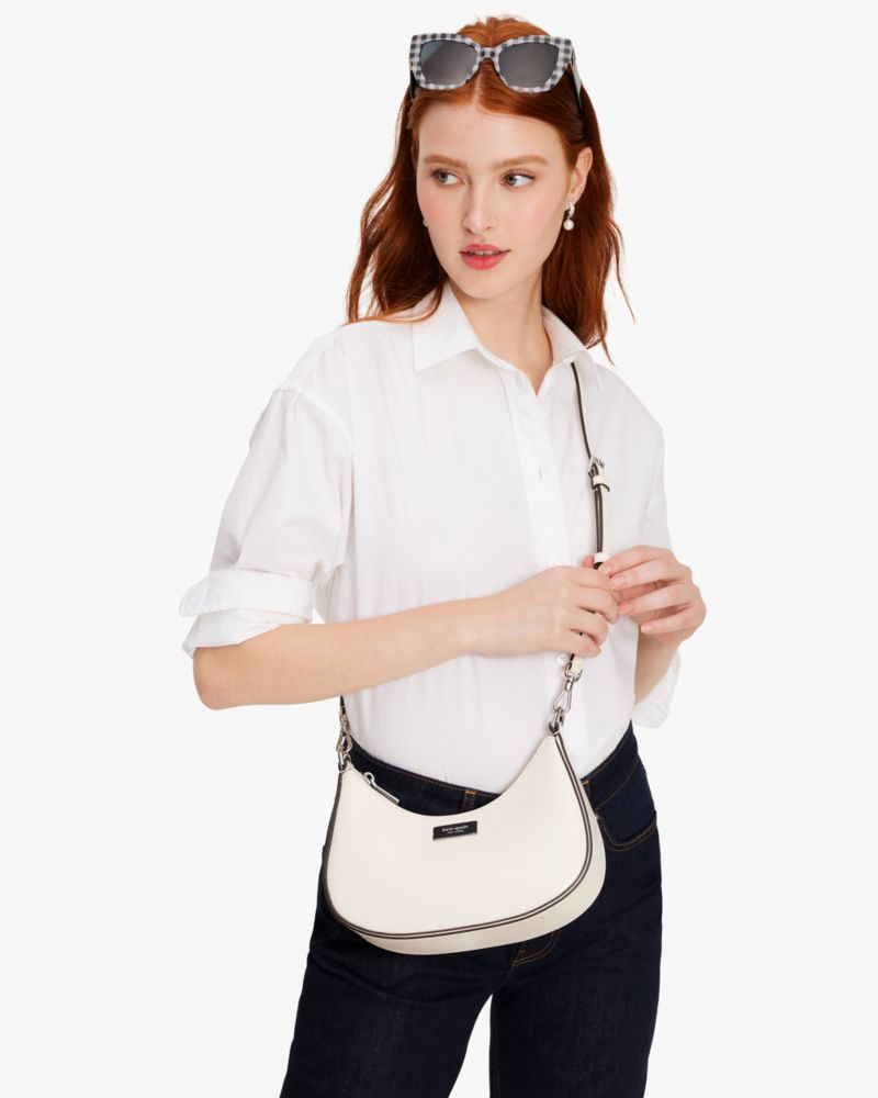 KateSpade Sam Icon Shiny Small Convertible Crossbody Parchment
