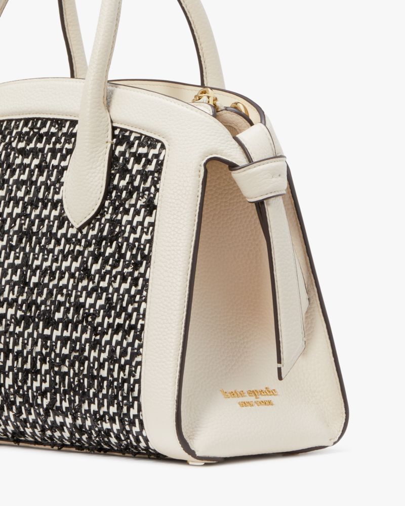 KateSpade Knott Raffia Tweed Medium Zip top Satchel Parchment Multi