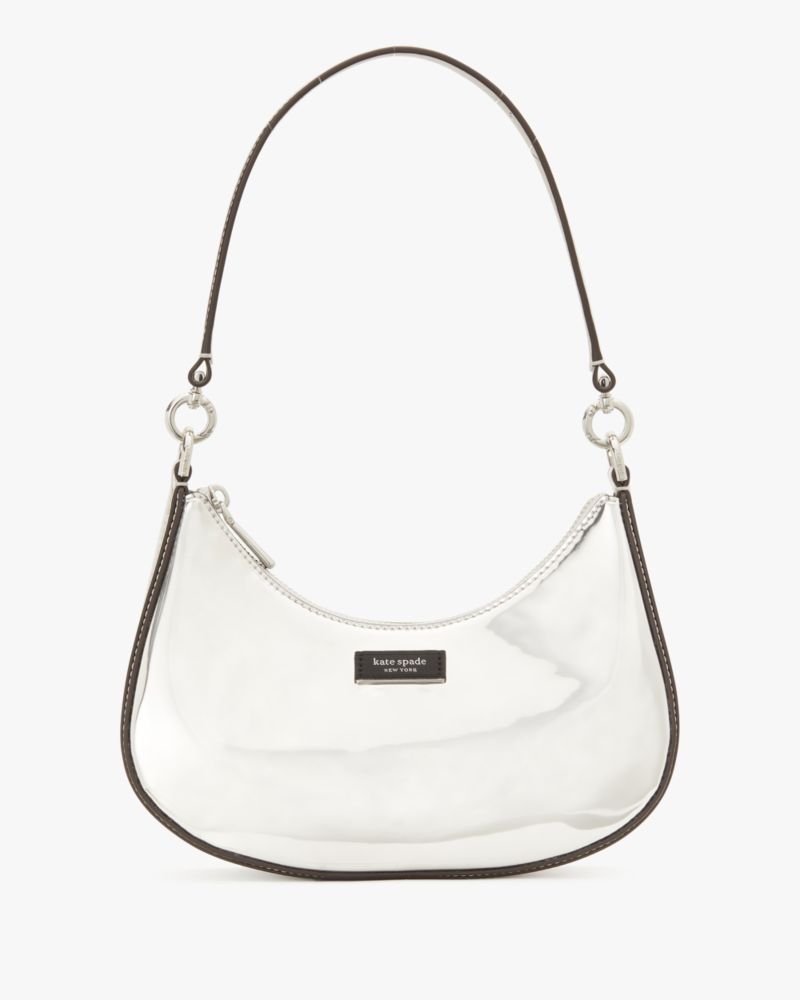 KateSpade Sam Icon Metallic Small Convertible Crossbody Silver