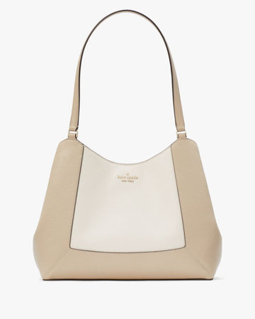 KateSpade Lena Colorblock Large Triple Compartment Shoulder Bag Light Sand Multi