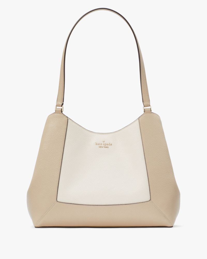 KateSpade Lena Colorblock Large Triple Compartment Shoulder Bag Light Sand Multi