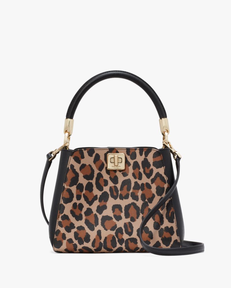 KateSpade Phoebe Small Spotted Leopard Top Handle Satchel Brown Multi