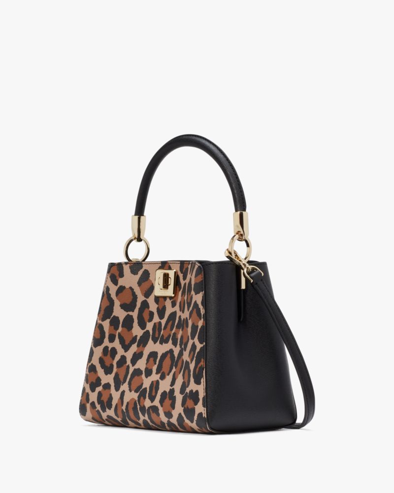 KateSpade Phoebe Small Spotted Leopard Top Handle Satchel Brown Multi