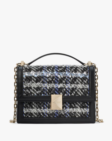 KateSpade Deco Plaid Tweed Chain Shoulder Bag Black Multi