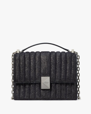 KateSpade Deco Quilted Glitter Suede Chain Shoulder Bag Navy Multi