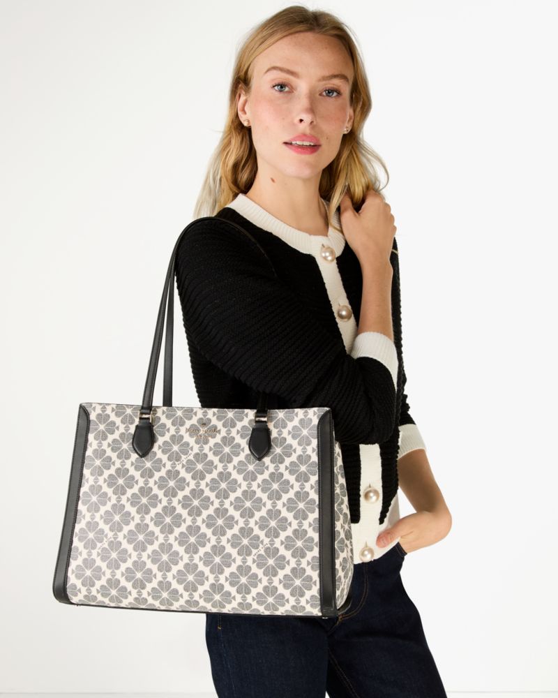 KateSpade Signature Spade Flower East West Large Laptop Tote Black Multi