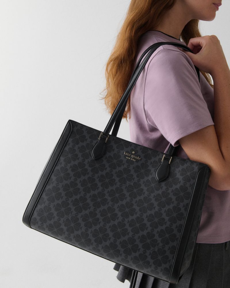 KateSpade Signature Spade Flower East West Large Laptop Tote Black