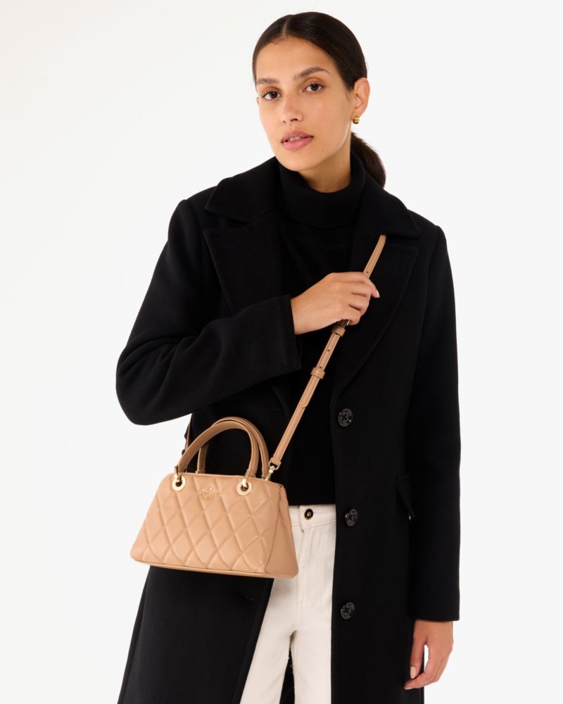 KateSpade Carey Small Quilted Sullivan Satchel Tiramisu Mousse