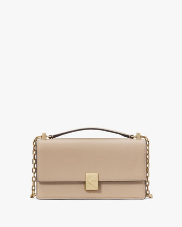 KateSpade Deco Mini Flap Chain Crossbody Timeless Taupe
