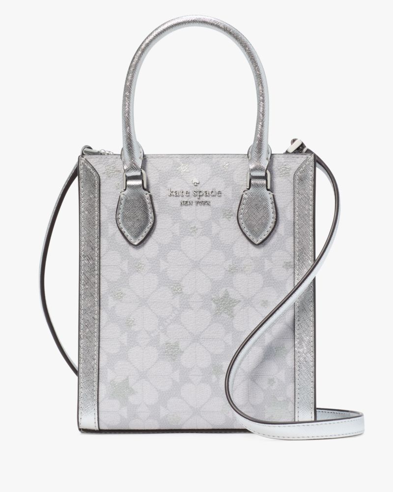 KateSpade Spade Flower Star Toss Small Tote Platinum Grey Multi