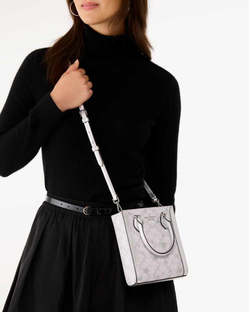 KateSpade Spade Flower Star Toss Small Tote Platinum Grey Multi