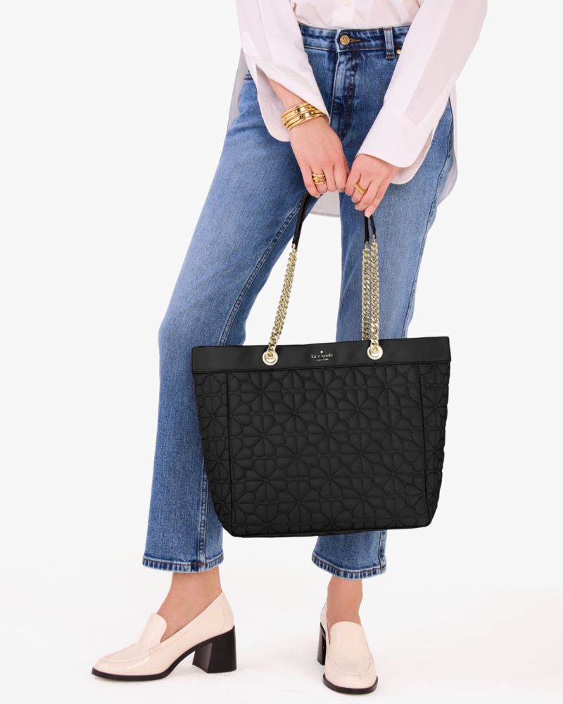 KateSpade Spade Flower Quilted Fabric XL Tote Black