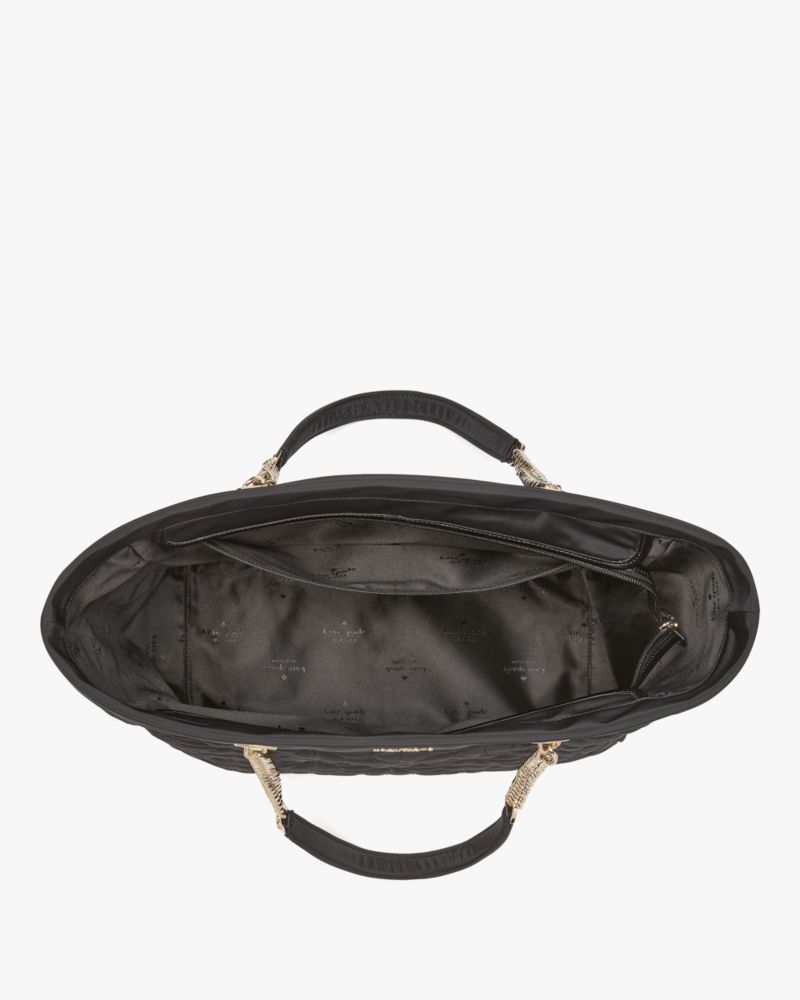 KateSpade Spade Flower Quilted Fabric XL Tote Black