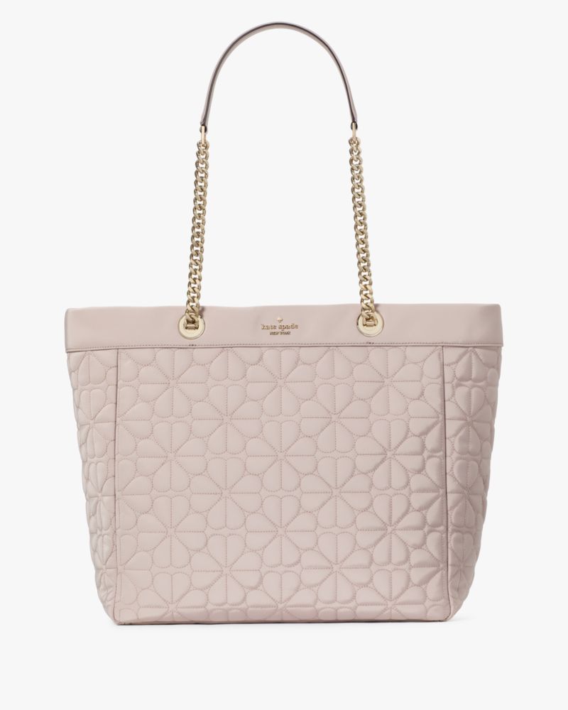 KateSpade Spade Flower Quilted Fabric XL Tote Cozy Grey