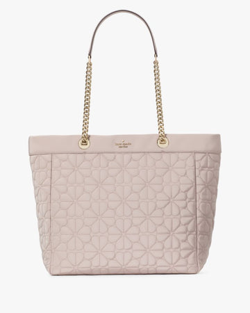 KateSpade Spade Flower Quilted Fabric XL Tote Cozy Grey
