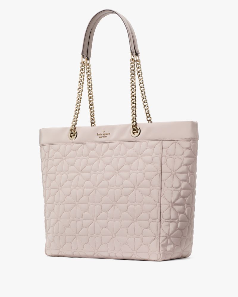 KateSpade Spade Flower Quilted Fabric XL Tote Cozy Grey