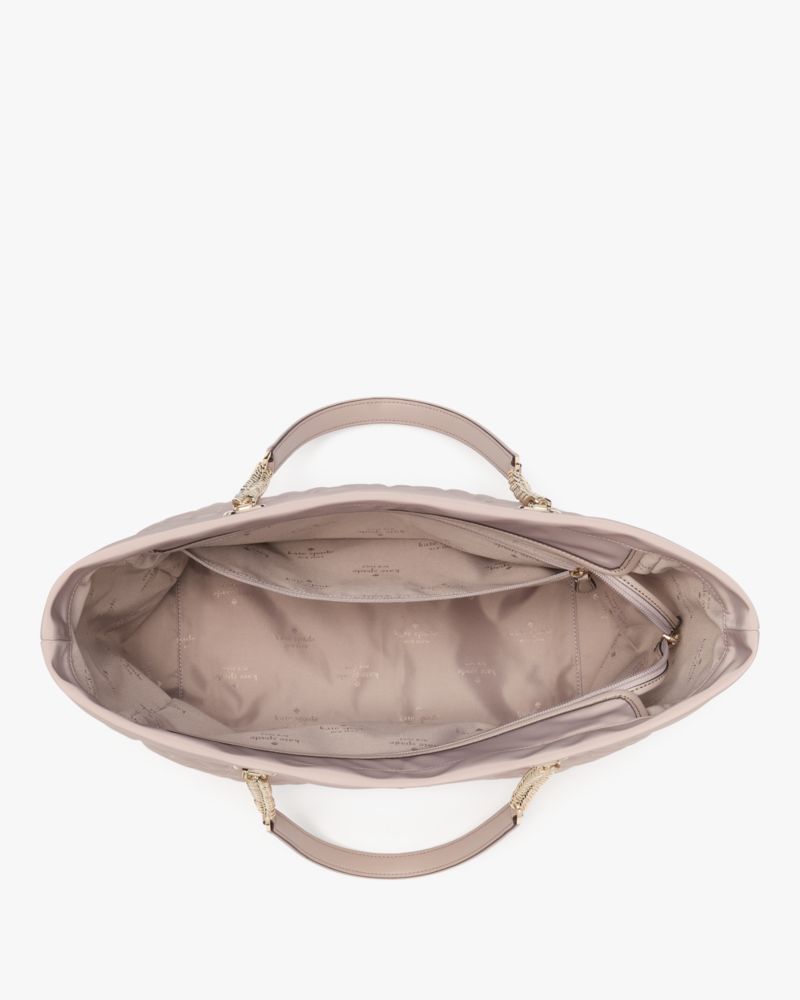 KateSpade Spade Flower Quilted Fabric XL Tote Cozy Grey