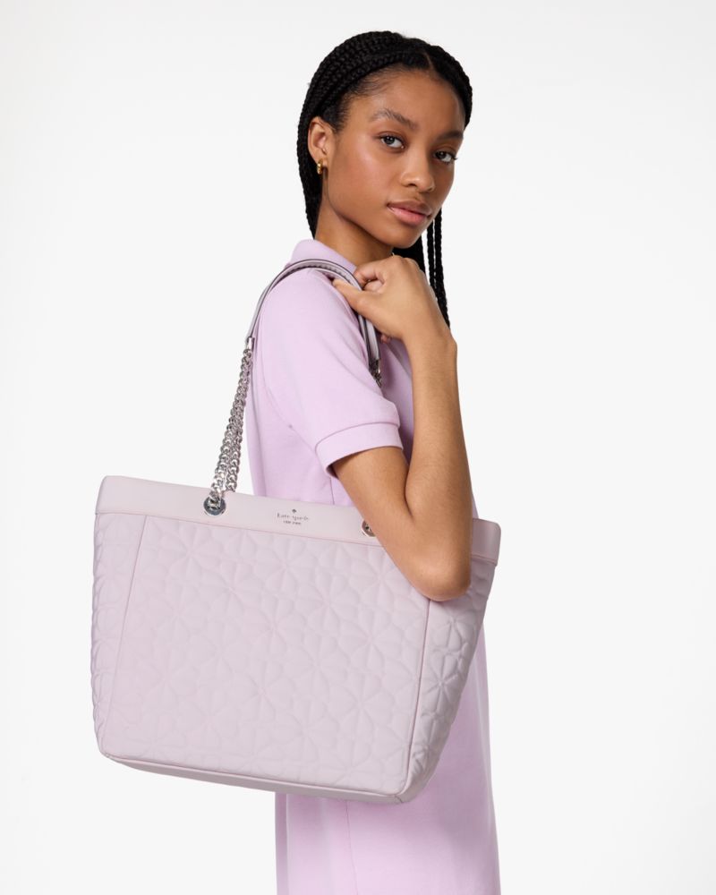 KateSpade Spade Flower Quilted Fabric XL Tote Pale Amethyst