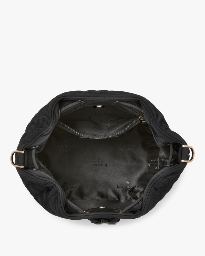 KateSpade Spade Flower Quilted Fabric Bucket Bag Black