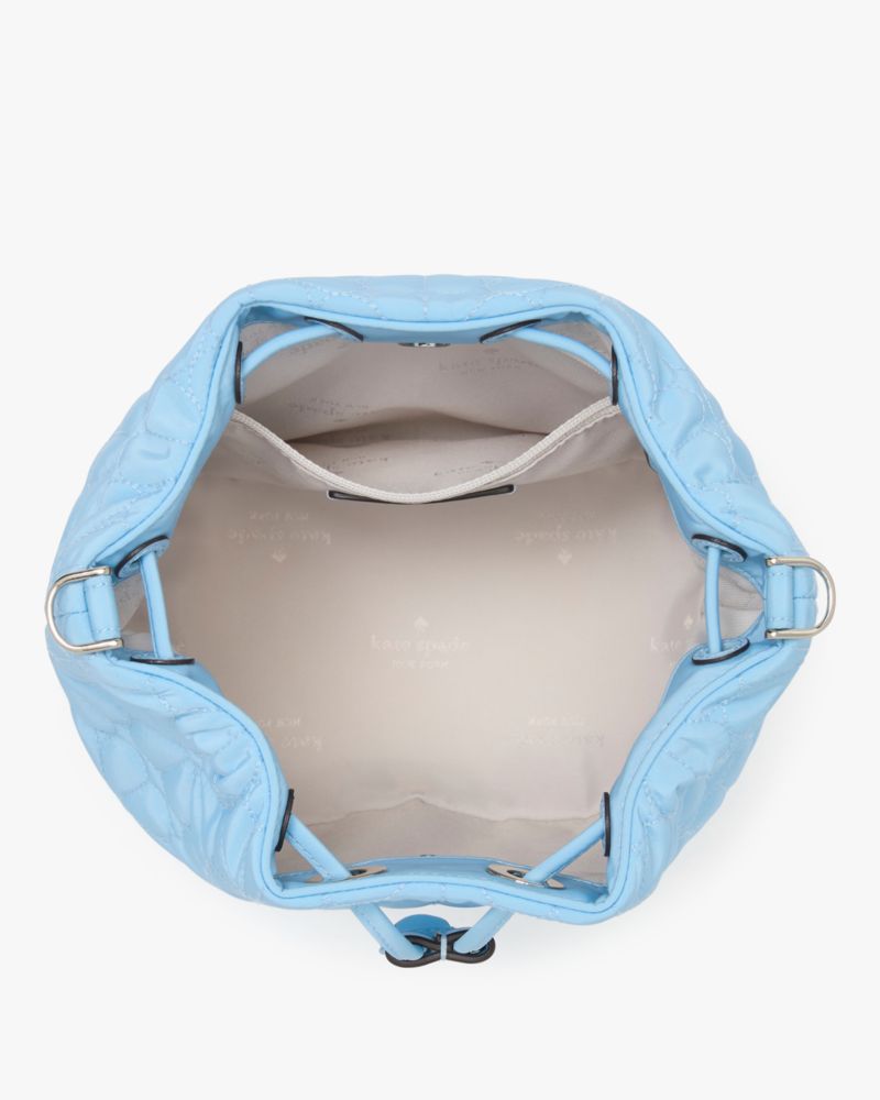 KateSpade Spade Flower Quilted Fabric Bucket Bag Montauk Blue