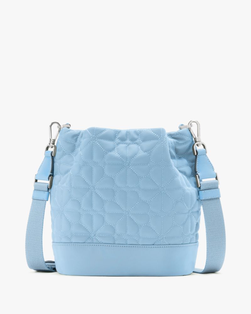 KateSpade Spade Flower Quilted Fabric Bucket Bag Montauk Blue