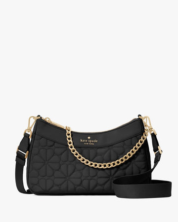 KateSpade Spade Flower Quilted Fabric Convertible Crossbody Black