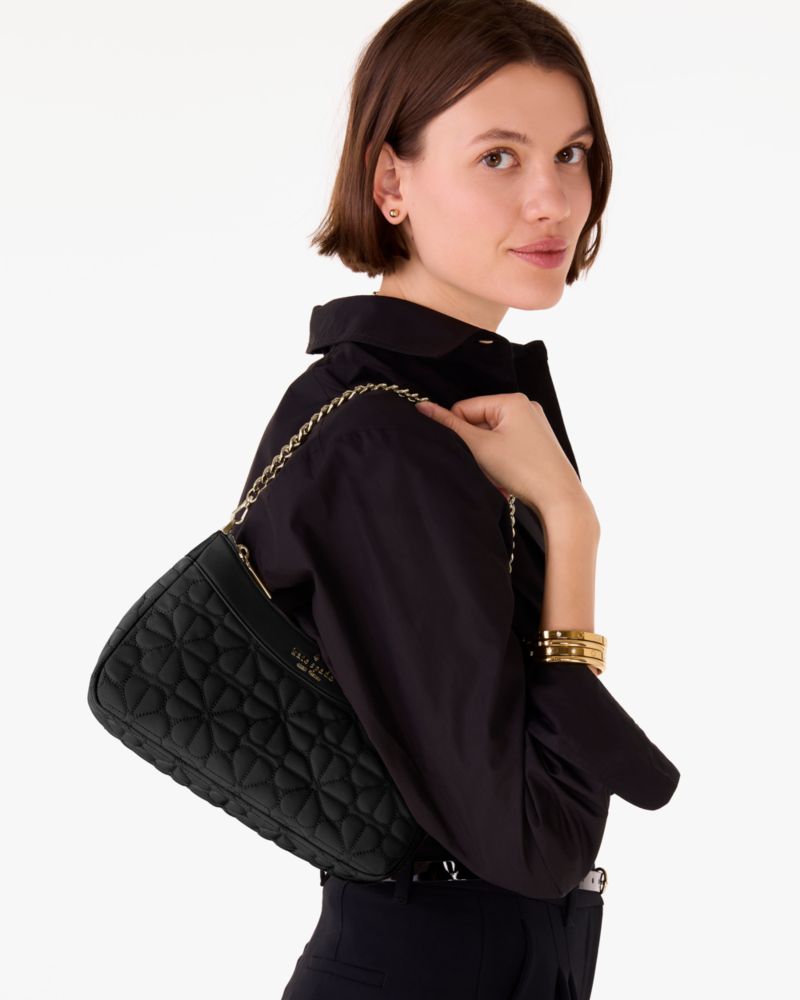 KateSpade Spade Flower Quilted Fabric Convertible Crossbody Black