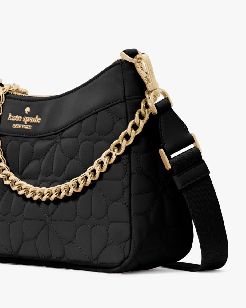 KateSpade Spade Flower Quilted Fabric Convertible Crossbody Black