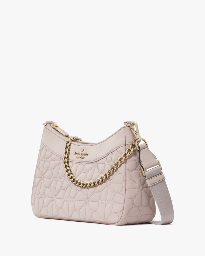 KateSpade Spade Flower Quilted Fabric Convertible Crossbody Cozy Grey