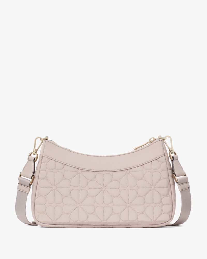 KateSpade Spade Flower Quilted Fabric Convertible Crossbody Cozy Grey
