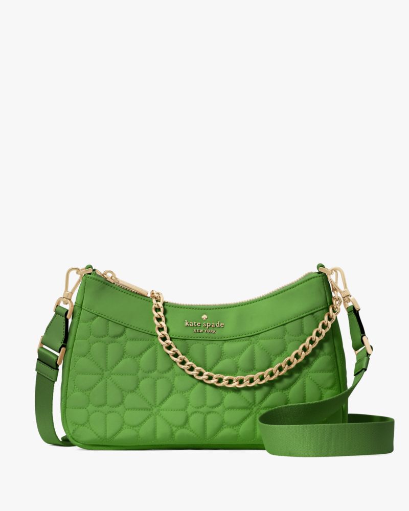 KateSpade Spade Flower Quilted Fabric Convertible Crossbody Ks Green