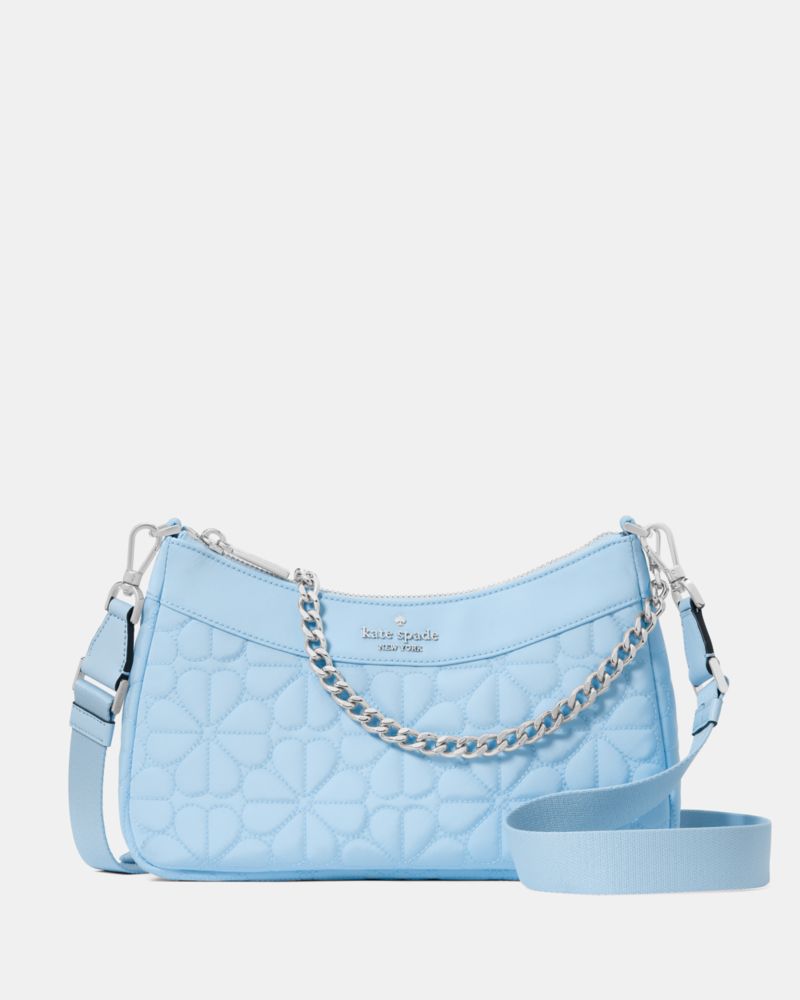 KateSpade Spade Flower Quilted Fabric Convertible Crossbody Montauk Blue