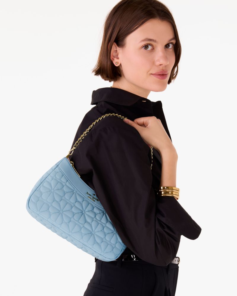 KateSpade Spade Flower Quilted Fabric Convertible Crossbody Montauk Blue