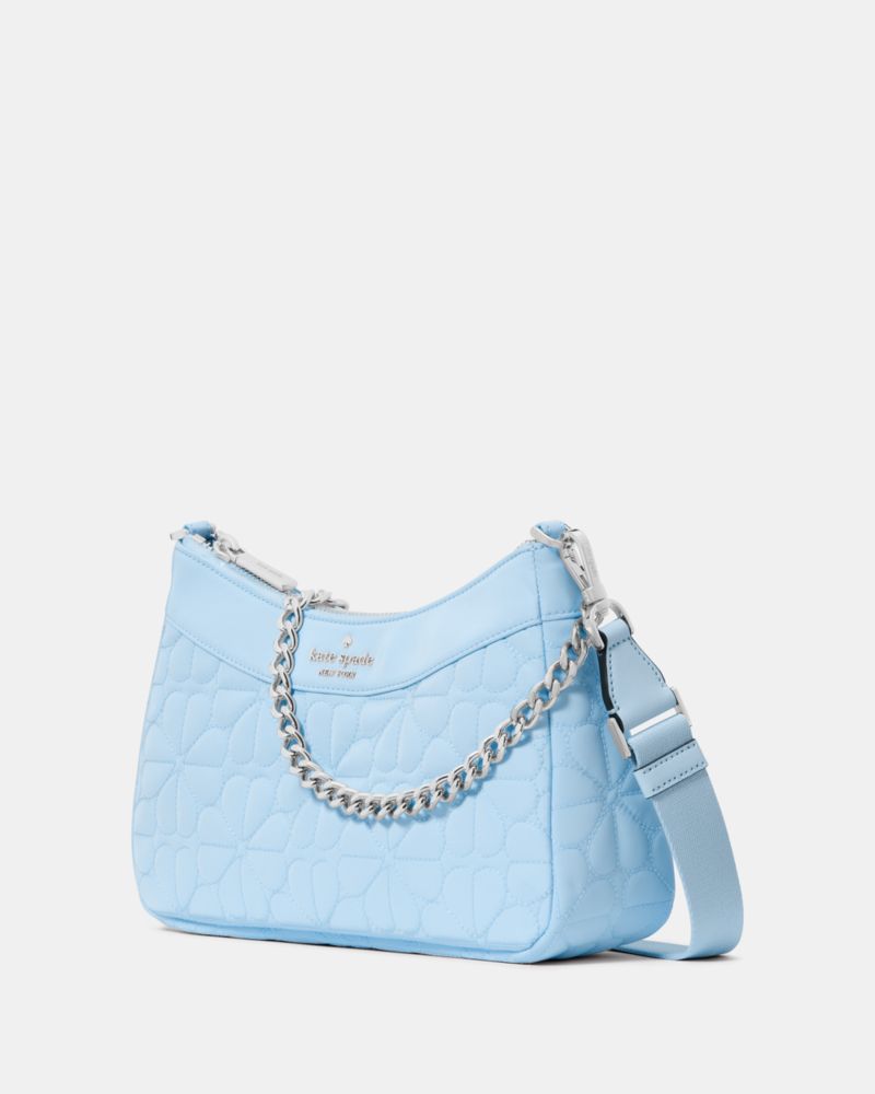 KateSpade Spade Flower Quilted Fabric Convertible Crossbody Montauk Blue