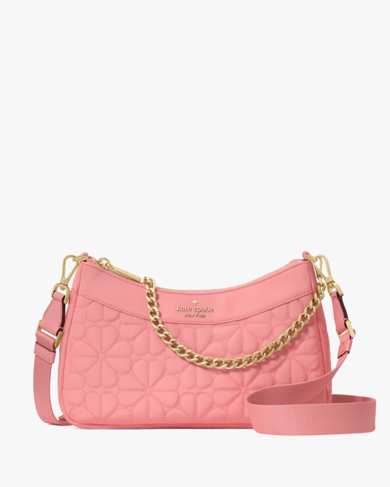 KateSpade Spade Flower Quilted Fabric Convertible Crossbody Terracotta Tile