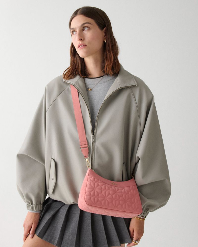 KateSpade Spade Flower Quilted Fabric Convertible Crossbody Terracotta Tile