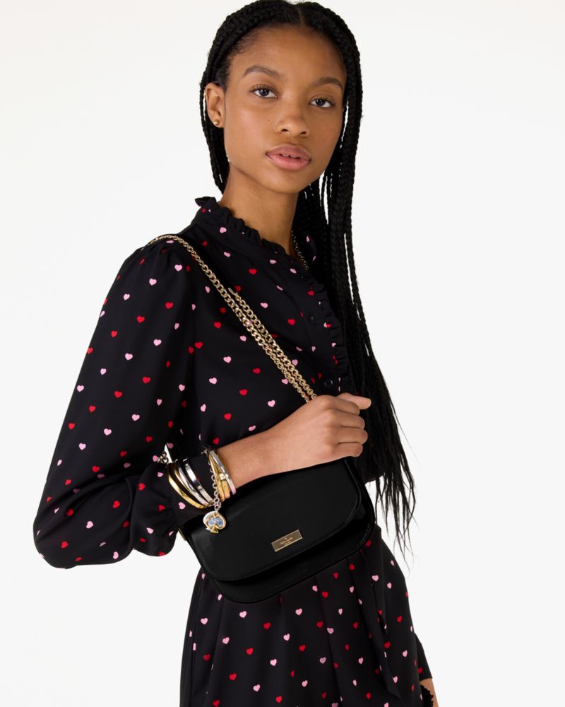 KateSpade Krista Patent Chain Crossbody Black