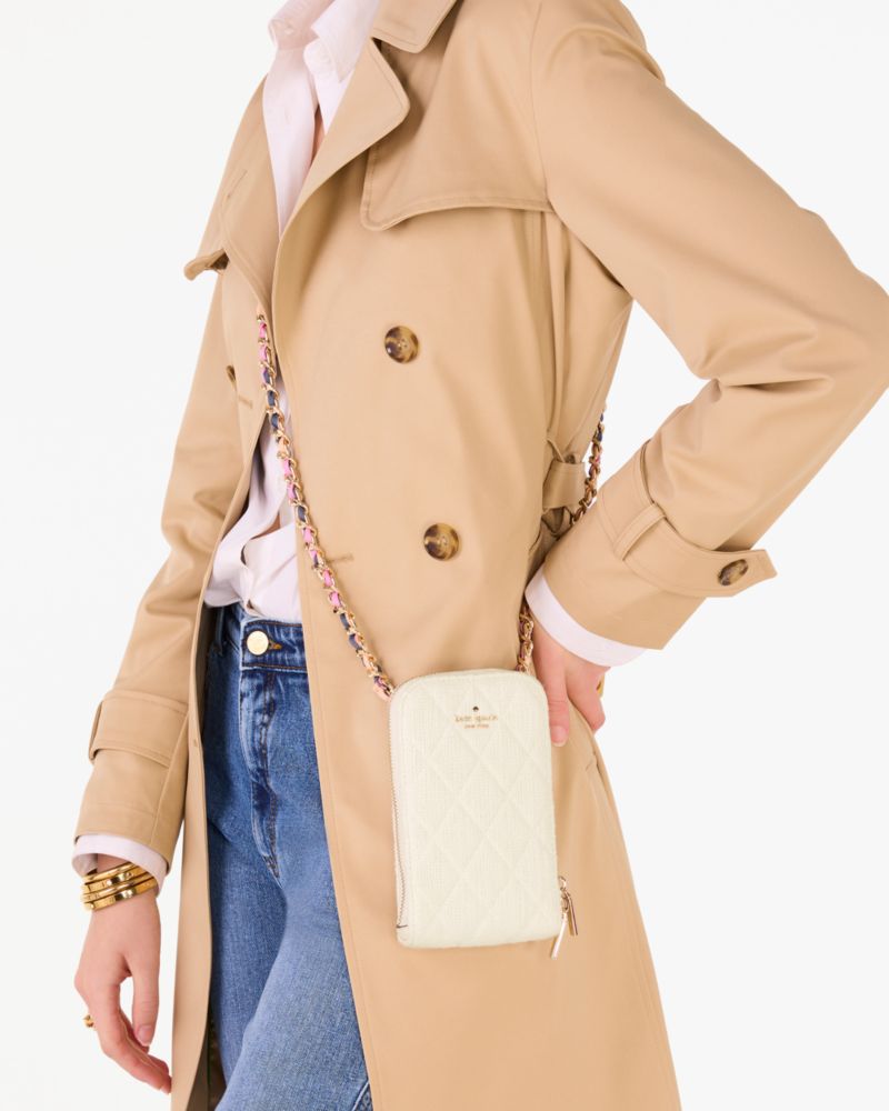 KateSpade Carey Tweed Phone Chain Crossbody Cream Multi