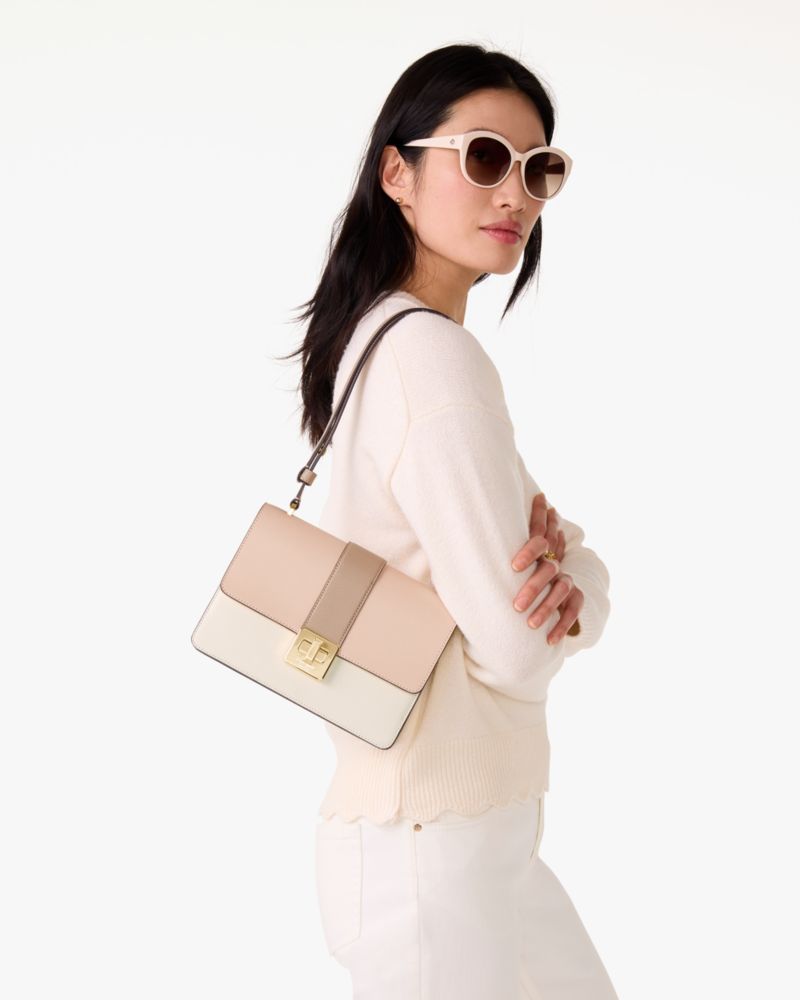 KateSpade Phoebe Turnlock Shoulder Bag Toasted Hazelnut Multi