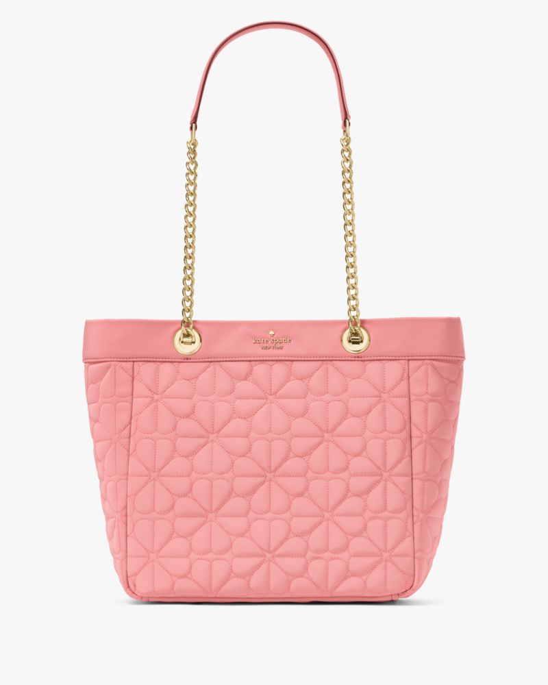 KateSpade Spade Flower Quilted Fabric Medium Tote Terracotta Tile
