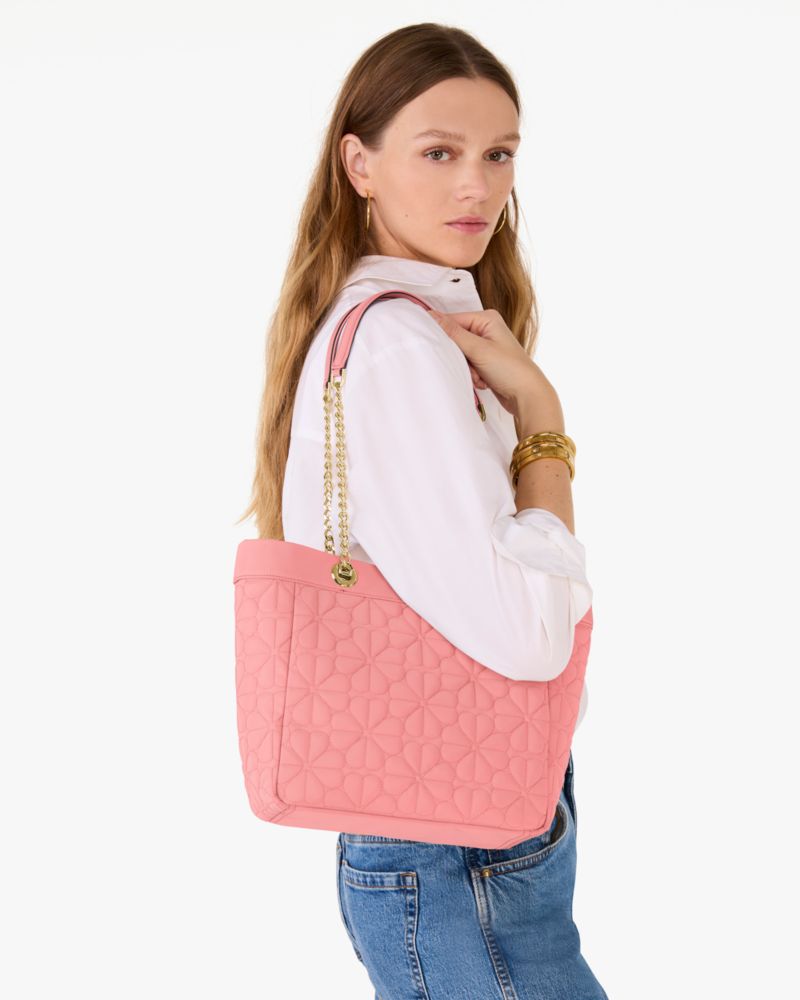 KateSpade Spade Flower Quilted Fabric Medium Tote Terracotta Tile