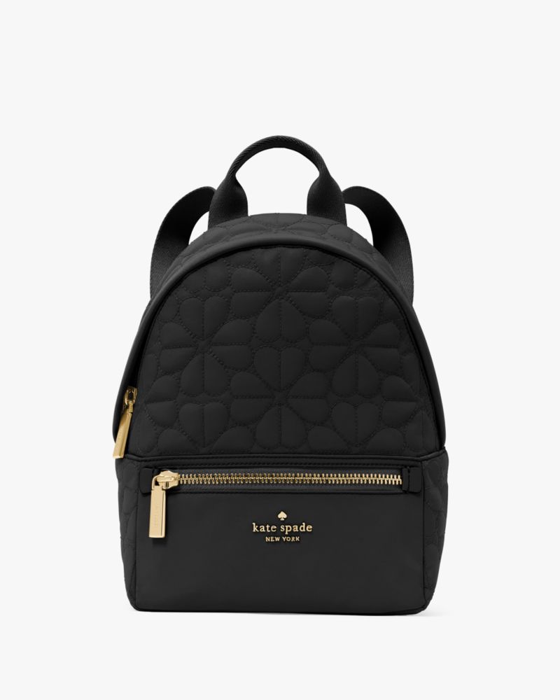 KateSpade Spade Flower Quilted Fabric Small Backpack Black