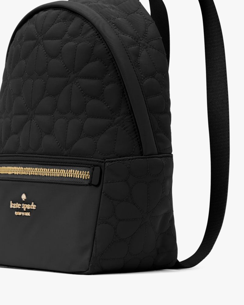KateSpade Spade Flower Quilted Fabric Small Backpack Black