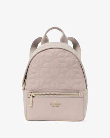 KateSpade Spade Flower Quilted Fabric Small Backpack Cozy Grey