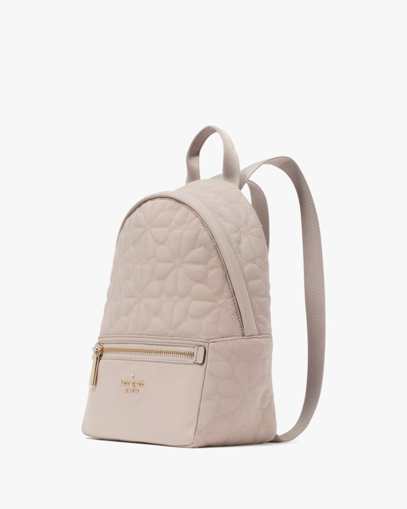 KateSpade Spade Flower Quilted Fabric Small Backpack Cozy Grey
