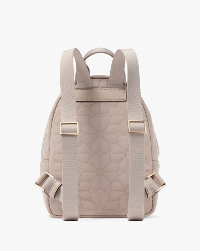 KateSpade Spade Flower Quilted Fabric Small Backpack Cozy Grey